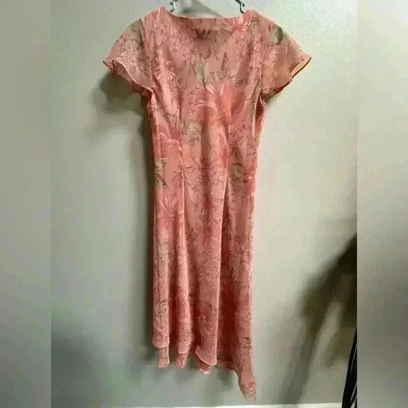 Vintage 90s Positive Attitude Floral Asymmetrical Maxi Dress | Pink | Women’s 8 - Picture 6 of 6